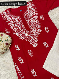 Soft & Breezy rayon Ghaspatti kurta and pant - Chikankari official
