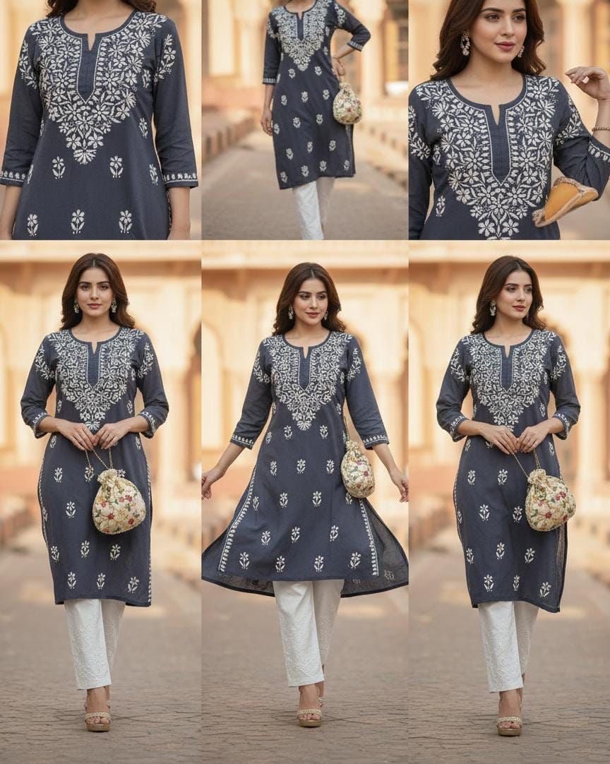Soft & Breezy rayon Ghaspatti kurta and pant - Chikankari official