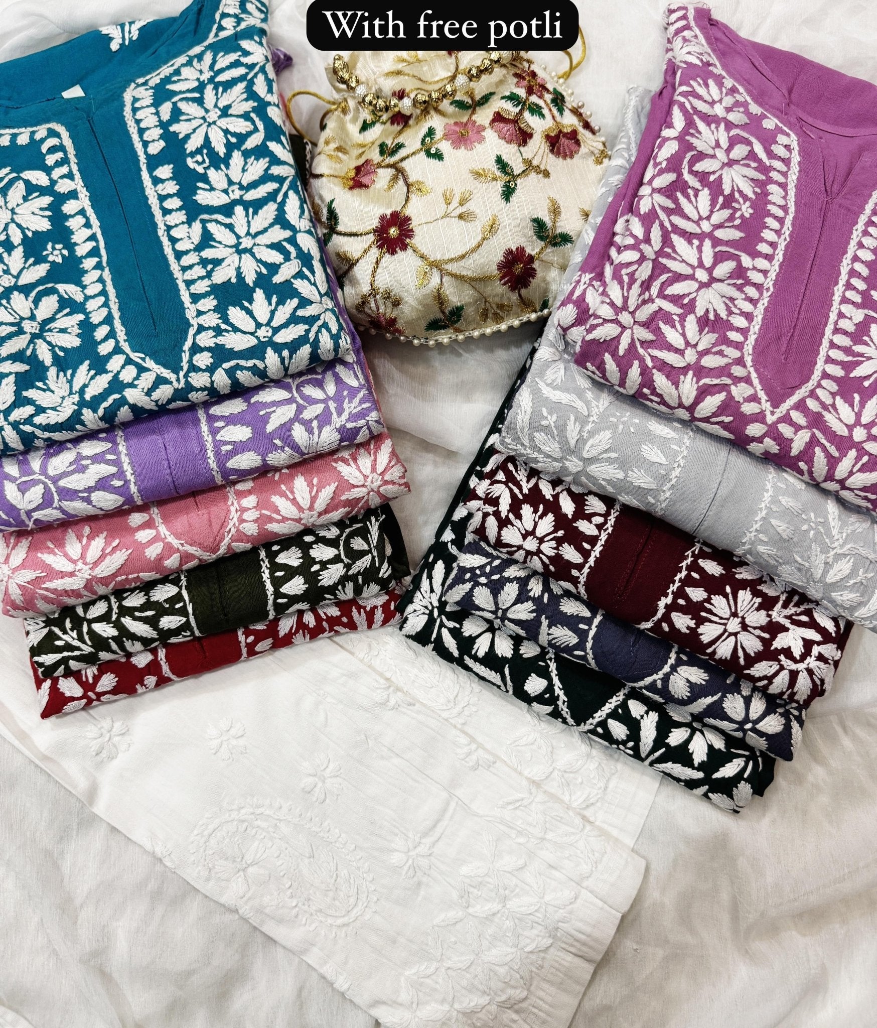 Soft & Breezy rayon Ghaspatti kurta and pant - Chikankari official