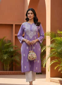 Soft & Breezy rayon Ghaspatti kurta and pant - Chikankari official
