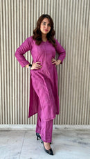 soft Chanderi Angarkha - style kurti - Chikankari official