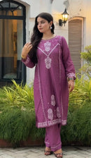 Soft chanderi co-ord Set - Chikankari official