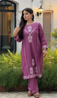 Soft chanderi co-ord Set - Chikankari official