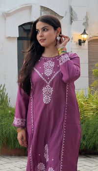 Soft chanderi co-ord Set - Chikankari official