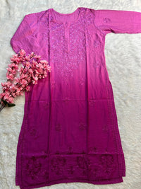 Soft Chanderi Dyeable Beautiful shades Kurtis - Chikankari official