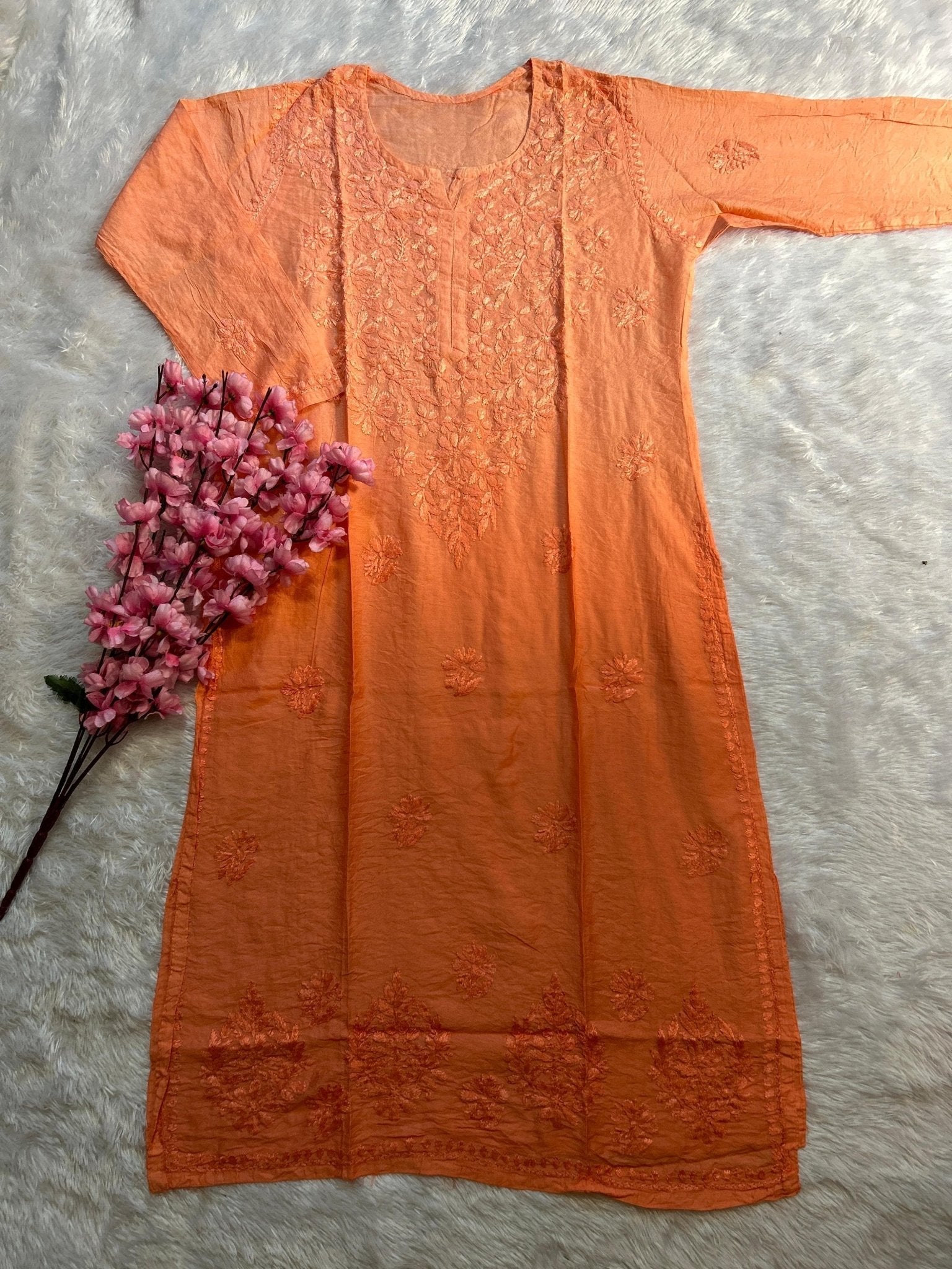 Soft Chanderi Dyeable Beautiful shades Kurtis - Chikankari official