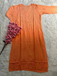Soft Chanderi Dyeable Beautiful shades Kurtis - Chikankari official