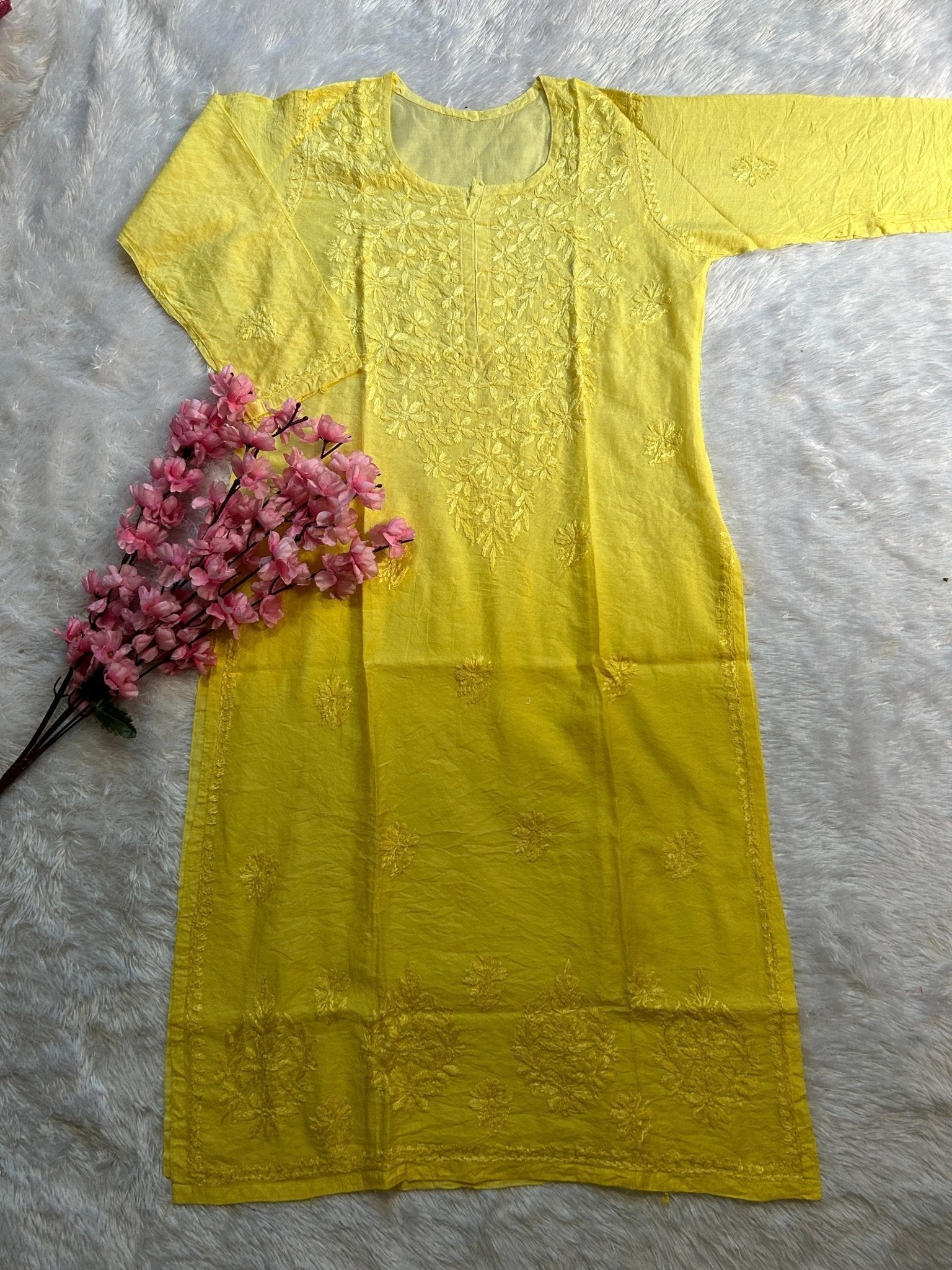 Soft Chanderi Dyeable Beautiful shades Kurtis - Chikankari official