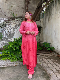 Soft Chanderi Rangrez 3pc Set - Chikankari official