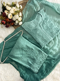 Soft Chanderi Rangrez 3pc Set - Chikankari official