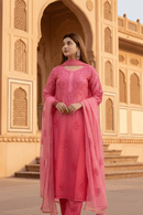 Soft Chanderi Rangrez 3pc Set - Chikankari official