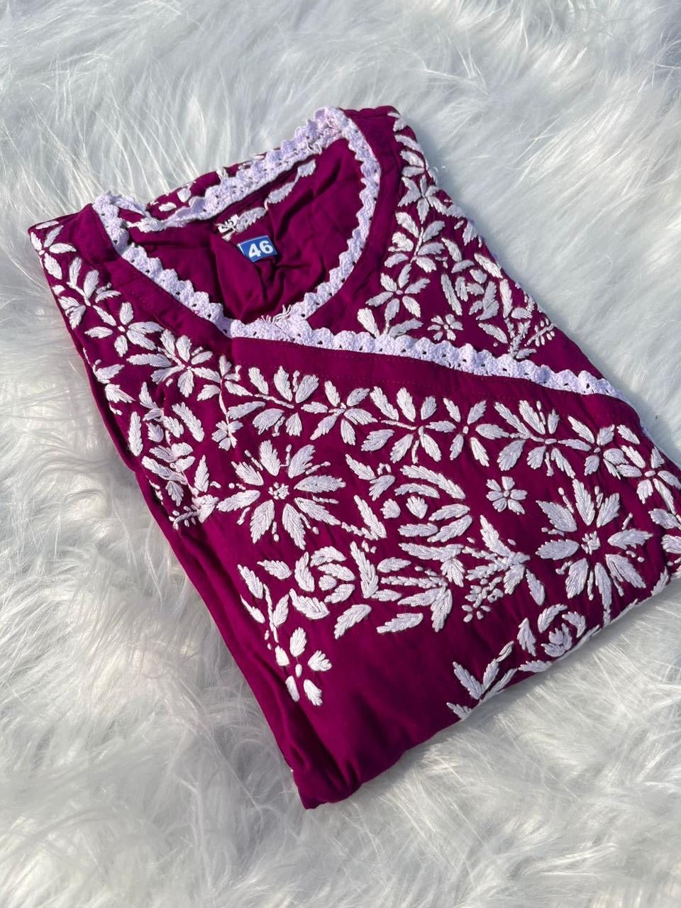 Soft & Comfort Plus size Angrakha - Chikankari official