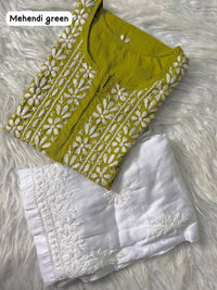 Soft Daman Mul Kurti And Plazzo combo - Chikankari official