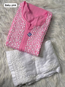 Soft Daman Mul Kurti And Plazzo combo - Chikankari official