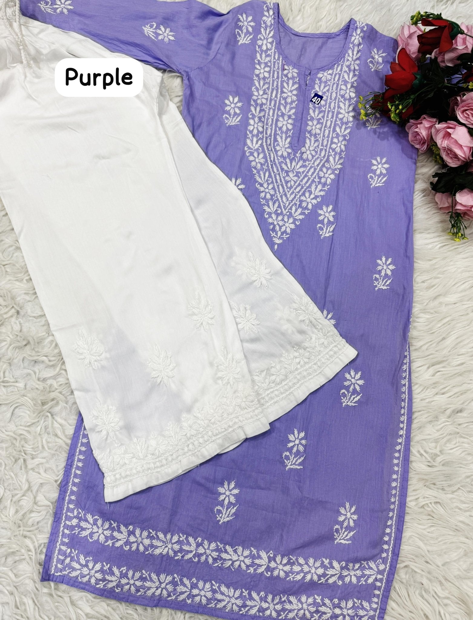Soft Daman Mul Kurti And Plazzo combo - Chikankari official