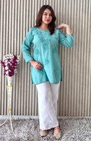 Soft Dobby cotton pure Modal short top - Chikankari official