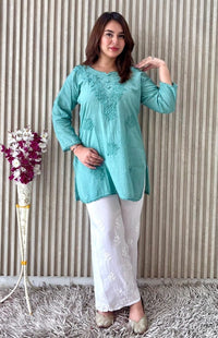 Soft Dobby cotton pure Modal short top - Chikankari official