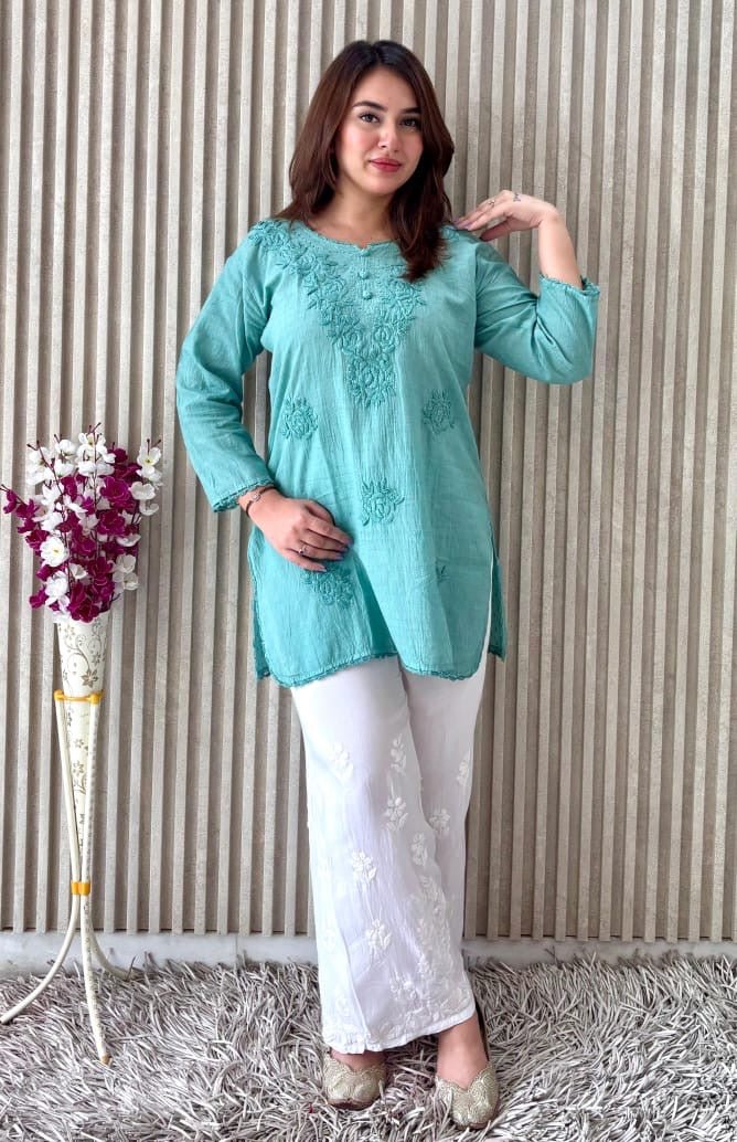 Soft Dobby cotton pure Modal short top - Chikankari official