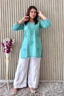 Soft Dobby cotton pure Modal short top - Chikankari official