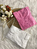 Soft Dobby cotton pure Modal short top - Chikankari official