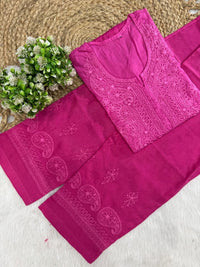 Soft Dual Machine work Shaded Kurti Set - Chikankari official