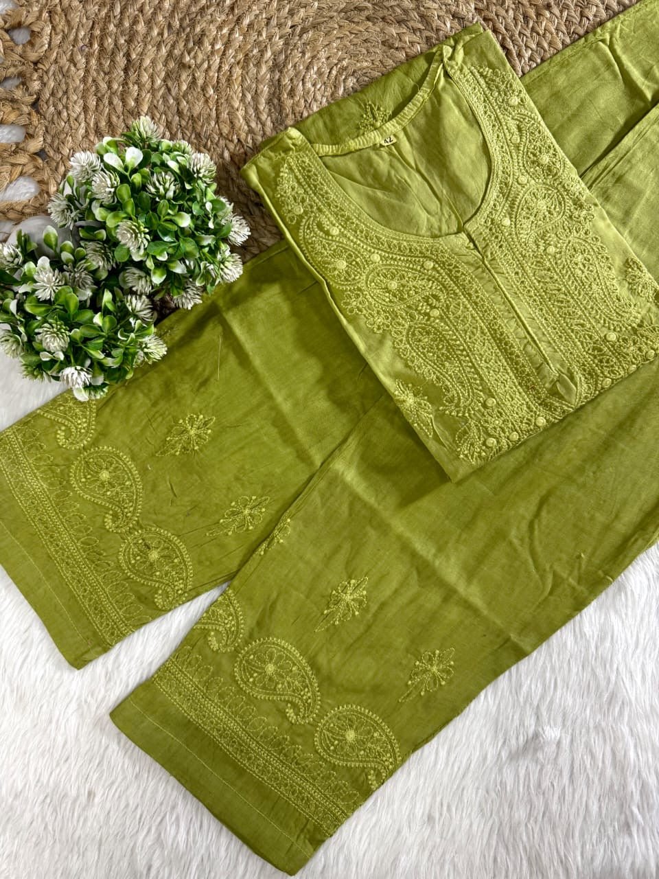 Soft Dual Machine work Shaded Kurti Set - Chikankari official
