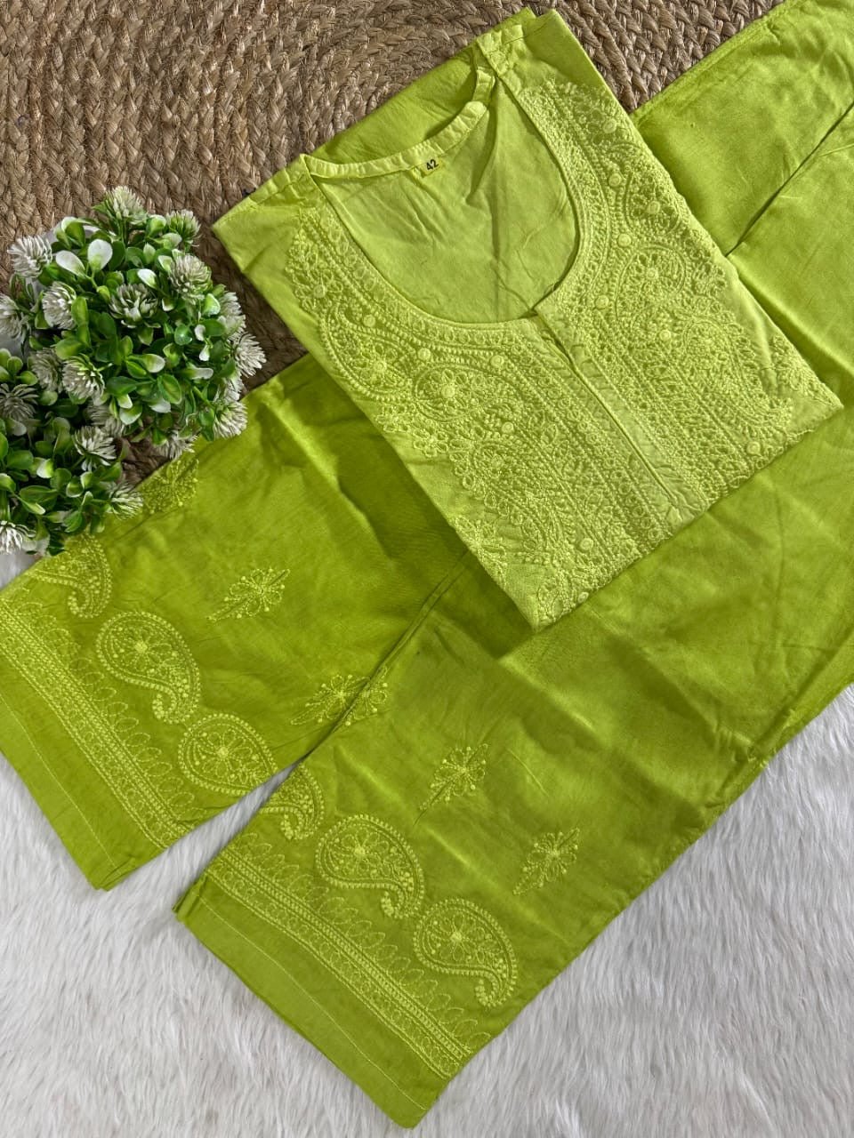 Soft Dual Machine work Shaded Kurti Set - Chikankari official