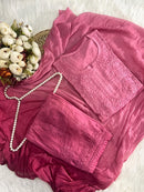 Soft dyed chanderi Rangrez 3pc set - Chikankari official