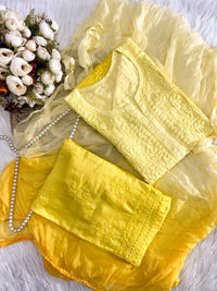 Soft dyed chanderi Rangrez 3pc set - Chikankari official