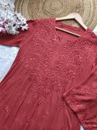 Soft Dyed Rayon co - ord embroidered set - Chikankari official