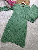 Soft Dyed Rayon co - ord embroidered set - Chikankari official