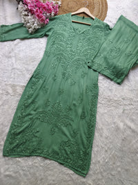 Soft Dyed Rayon co - ord embroidered set - Chikankari official