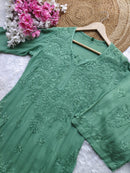 Soft Dyed Rayon co - ord embroidered set - Chikankari official
