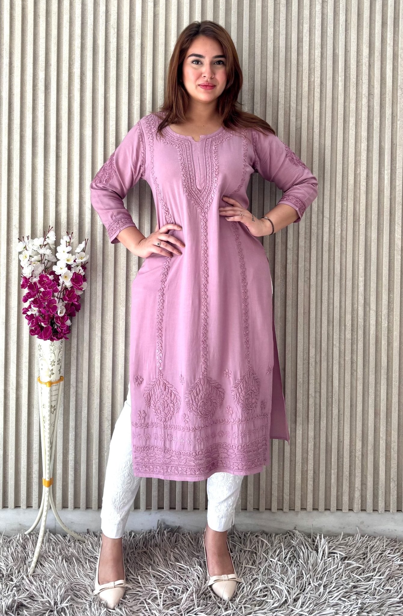 Soft Elegant Modal Dyeable Kurta - Chikankari official