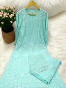 Soft Flowly Viscose Co - ord 3pc set - Chikankari official