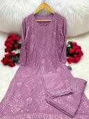 Soft Flowly Viscose Co - ord 3pc set - Chikankari official