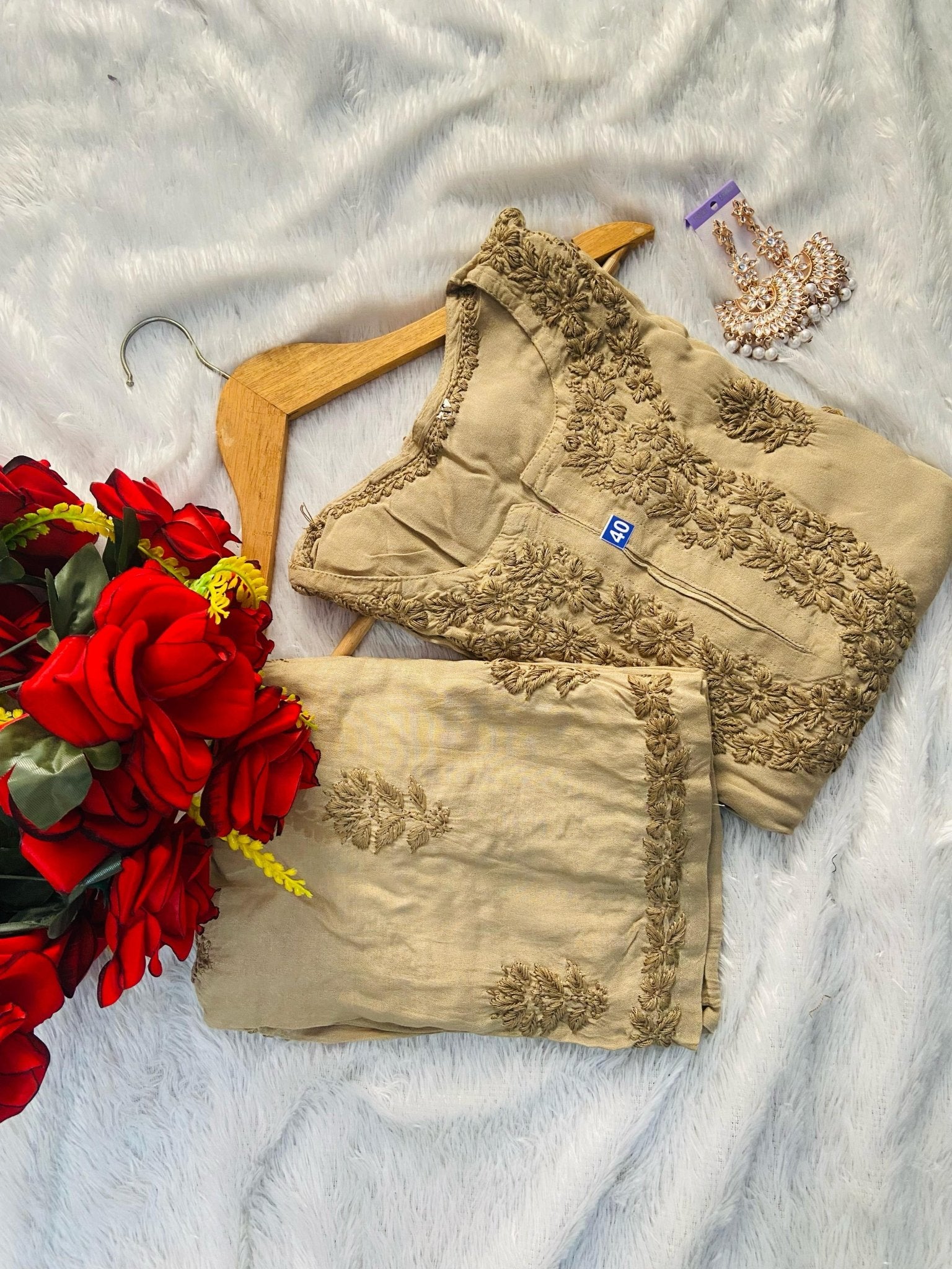 Soft Heavy tone to tone Rayon Handwork Combo - Chikankari official