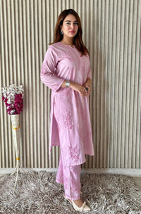 Soft light pastle mul Kurta Plazzo Set - Chikankari official