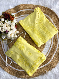 Soft light pastle mul Kurta Plazzo Set - Chikankari official