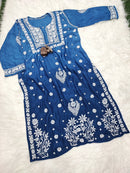 Soft Maslin Trendy Handcrafted kurta - Chikankari official