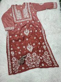 Soft Maslin Trendy Handcrafted kurta - Chikankari official