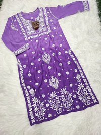 Soft Maslin Trendy Handcrafted kurta - Chikankari official