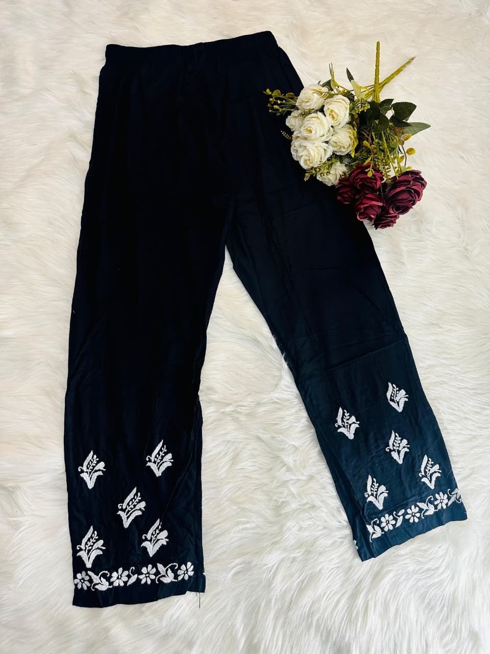 Soft Modal Black Base chikankari Set - Chikankari official