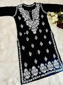 Soft Modal Black Base chikankari Set - Chikankari official