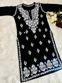 Soft Modal Black Base chikankari Set - Chikankari official