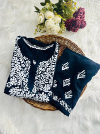 Soft Modal Black Base chikankari Set - Chikankari official
