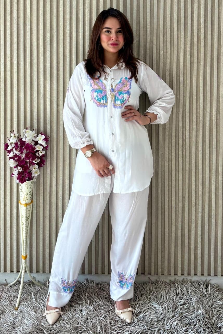 Soft Modal cotton Butterfly Chikankari set - Chikankari official