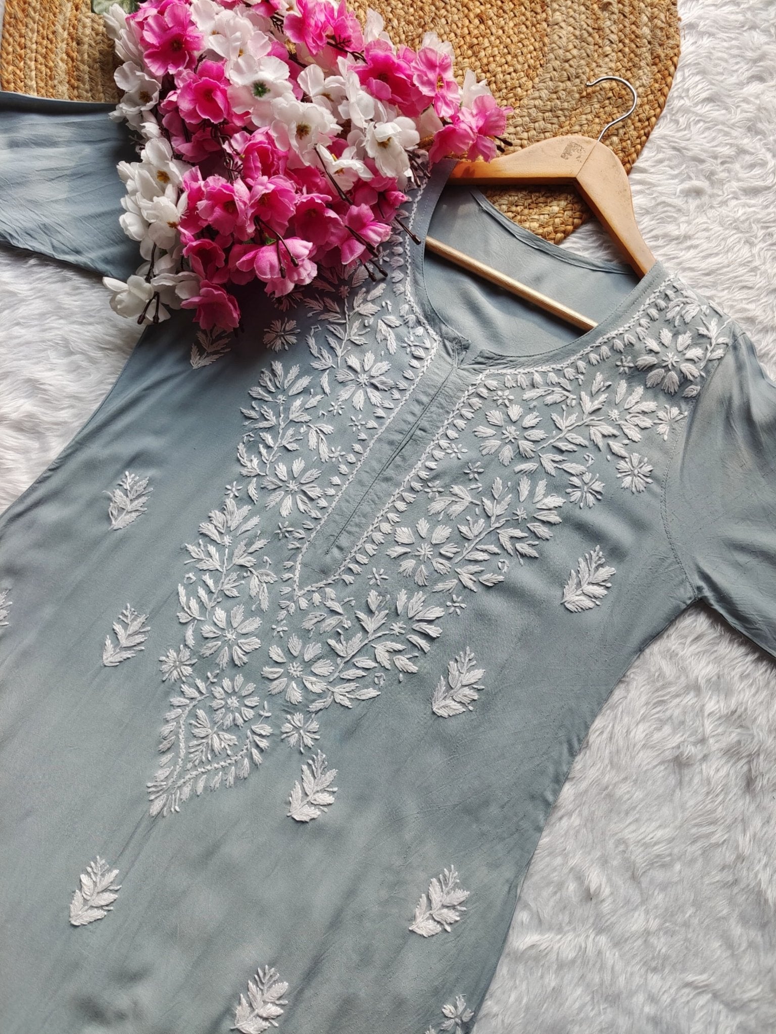 Soft Modal Gala buti Kurti - Chikankari official