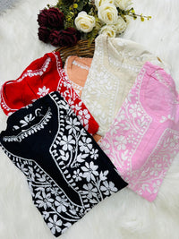 Soft Modal Hand embroidered Short Top - Chikankari official
