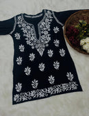 Soft Modal Hand embroidered Short Top - Chikankari official